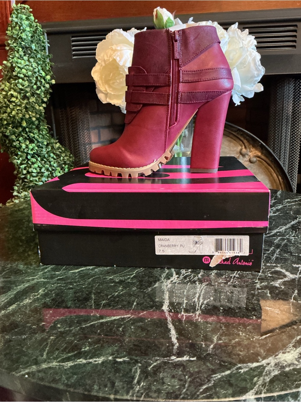 Michael Antonio Maida Heeled Boots Cranberry US 7.5 NIB